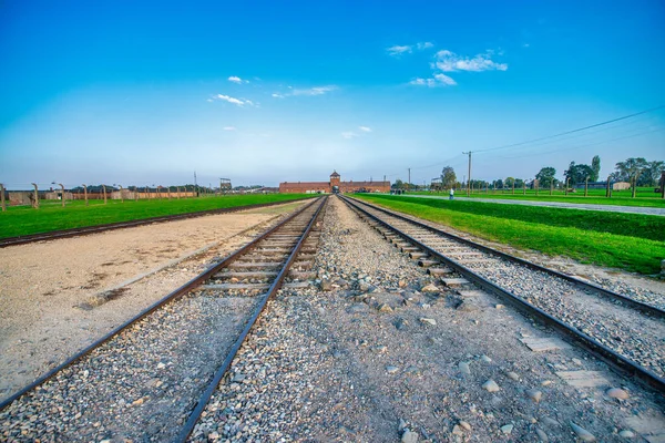 Obóz Koncentracyjny Auschwitz Birkenau Okupowanej Polsce Podczas Wojny Światowej Holokaustu — Zdjęcie stockowe