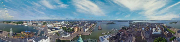 Panoramic sunset aerial view of Helsinki skyline from Uspenski Cathedral, Finland.