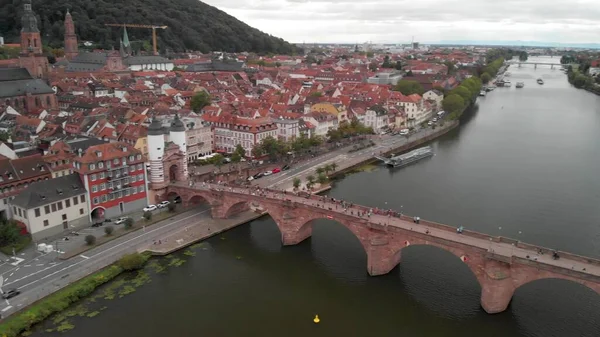 Heidelberg Skyline Vista Aérea Desde Dron Puente Cadena Skyline Ciudad — Foto de Stock