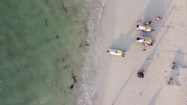 Aerial view of famous Patong Beach in Phuket with boats at sunset, Thailand — Stock video