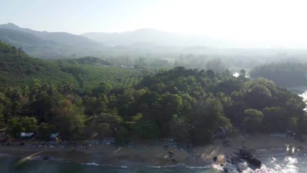 Khao Lak coastline, aerial view on a sunny morning, Thailand — Αρχείο Βίντεο