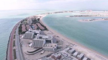 Dubai Palm Jumeirah Adası, Birleşik Arap Emirlikleri 'nin panoramik hava görüntüsü