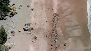 Yeni Zelanda 'daki Sıcak Su Sahili Kuzey Adası, İHA' nın yukarıdan görünüşü,