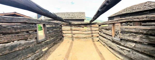 Cody Wyoming Wooden Barracks Old Wild West Summer Day Panoramic — Stock Photo, Image