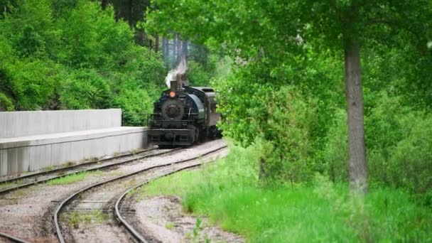 Ключовий камінь, sd - july 2019: знаменитий паровий поїзд до міста пагорба — стокове відео