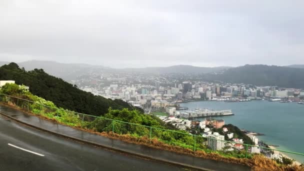 Wellington vista aérea da colina da cidade, Nova Zelândia — Vídeo de Stock