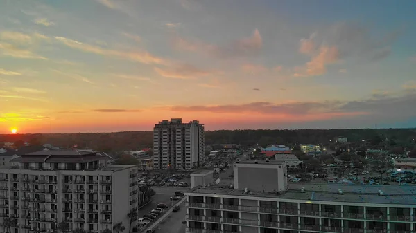 Aerial View Myrtle Beach Skyline Sunset Drone Point View South — Stock Photo, Image