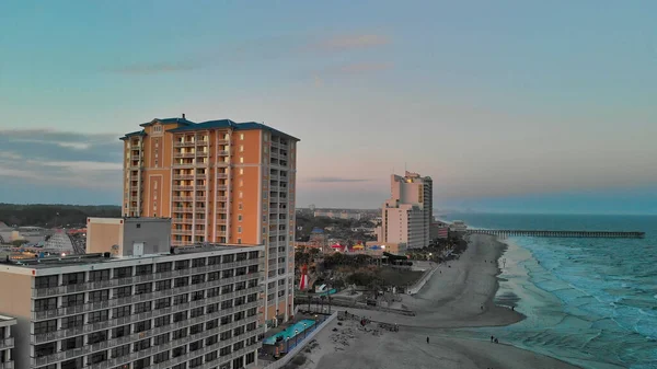 Aerial View Myrtle Beach Skyline Sunset Drone Point View South — Stock Photo, Image