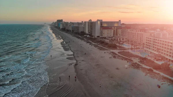 Aerial View Myrtle Beach Skyline Sunset Drone Point View South — Stock Photo, Image