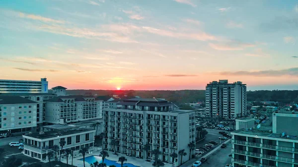 Aerial View Myrtle Beach Skyline Sunset Drone Point View South — Stock Photo, Image