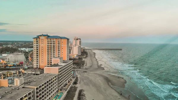 Aerial View Myrtle Beach Skyline Sunset Drone Point View South — Stock Photo, Image