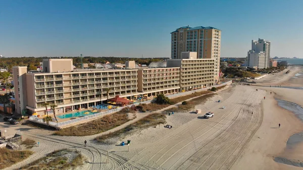 Panoramic Aerial View Myrtle Beach Skylineon Sunny Day Drone Point — Stock Photo, Image