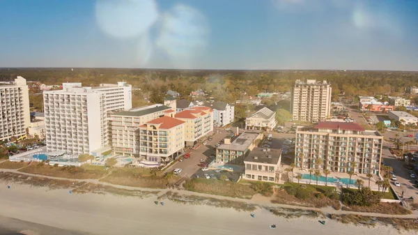 Panoramic Aerial View Myrtle Beach Skylineon Sunny Day Drone Point — Stock Photo, Image