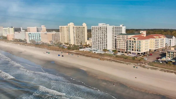 Panoramic Aerial View Myrtle Beach Skylineon Sunny Day Drone Point — Stock Photo, Image