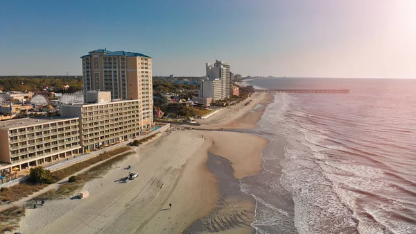 Panoramic Aerial View Myrtle Beach Skylineon Sunny Day Drone Point — Stock Photo, Image