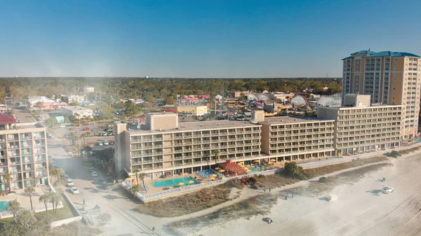 Panoramic Aerial View Myrtle Beach Skylineon Sunny Day Drone Point — Stock Photo, Image