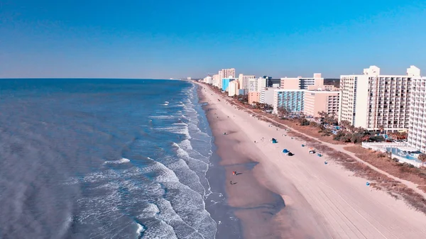 Panoramic Aerial View Myrtle Beach Skylineon Sunny Day Drone Point — Stock Photo, Image