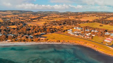Kanguru Adası 'nın güzel kıyı şeridi, Güney Avustralya hava manzarası.