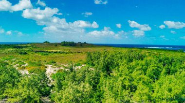 İHA 'dan Gabriel Adası' na, Mauritius. Güneşli bir günde hava manzarası.