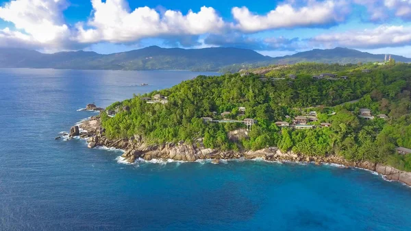 Dron Pohled Krásné Anse Liberte Seychely Pobřeží Slunečného Dne — Stock fotografie