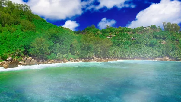 Mirador Del Dron Hermosa Anse Intendance Costa Seychelles Día Soleado —  Fotos de Stock