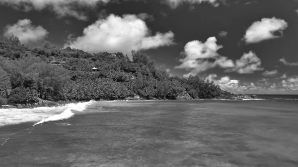 Drohnenaussichtspunkt Der Schönen Küste Der Seychellen Einem Sonnigen Tag — Stockfoto