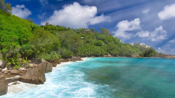 Mahé Seychellen Erstaunliche Luftaufnahme Von Der Drohne Einem Sonnigen Schönen — Stockfoto