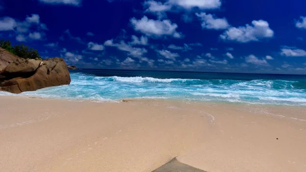Drone Uitkijkpunt Van Prachtige Anse Intendance Seychellen Kustlijn Een Zonnige — Stockfoto
