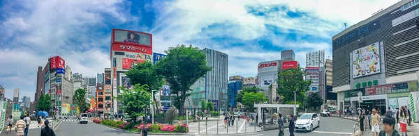 2016年5月23日 阳光灿烂的一天 游客们沿着新宿街道游览 全景视图 — 图库照片