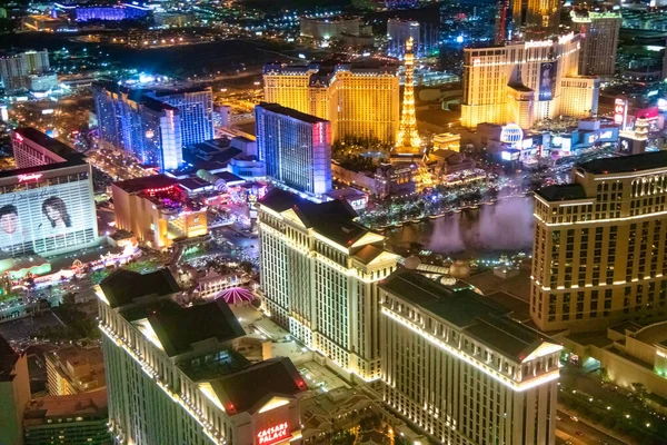 Las Vegas Junio 2018 Vista Helicóptero Las Luces Nocturnas Franja — Foto de Stock