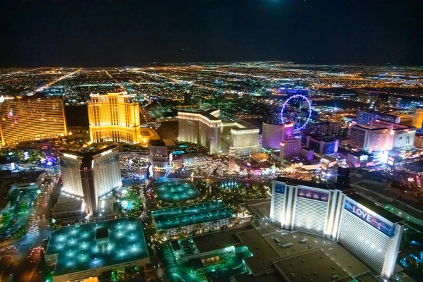 Las Vegas Junio 2018 Vista Helicóptero Las Luces Nocturnas Franja — Foto de Stock