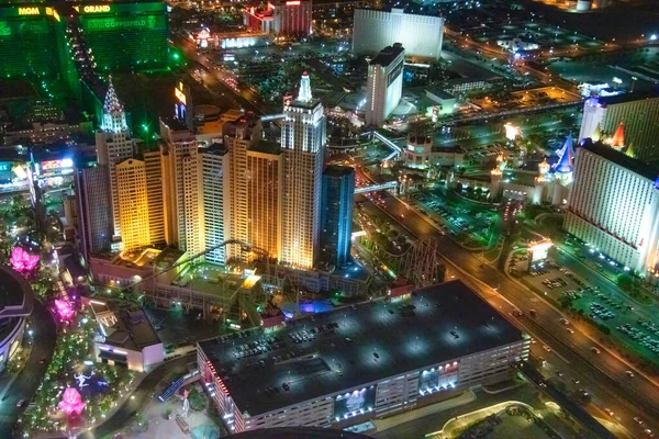 Las Vegas Junio 2018 Vista Helicóptero Las Luces Nocturnas Franja — Foto de Stock