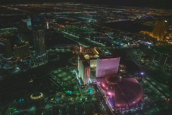 Las Vegas Junio 2018 Vista Helicóptero Las Luces Nocturnas Del — Foto de Stock