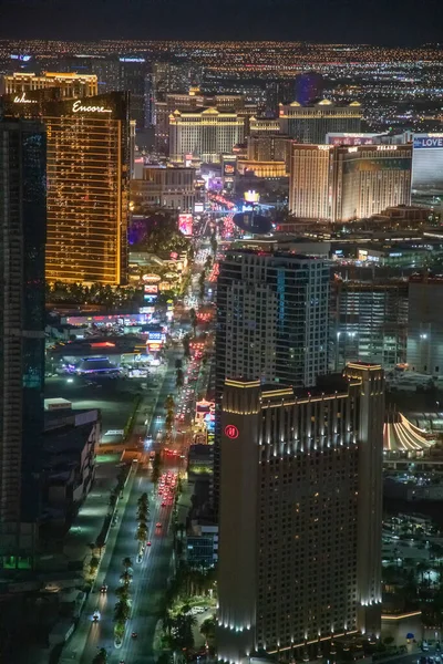 Las Vegas Juni 2018 Luchtfoto Van Downtown Las Vegas Nachts — Stockfoto