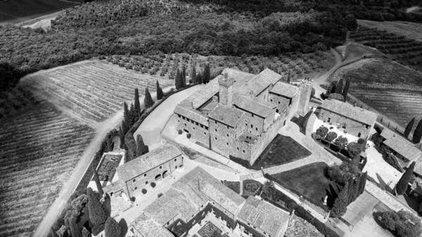 Aerial View Banfi Castle Drone Tuscany Spring Season — Stock Photo, Image