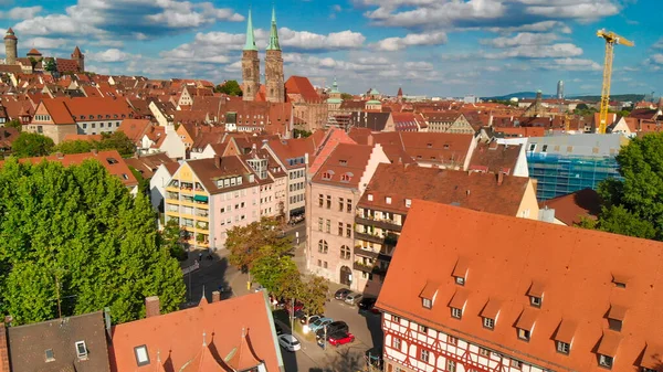 Letecký Pohled Středověké Panorama Norimberku Dronu Německo — Stock fotografie