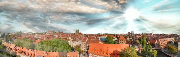 Luftaufnahme Der Mittelalterlichen Skyline Von Nürnberg Aus Der Drohne Bei — Stockfoto