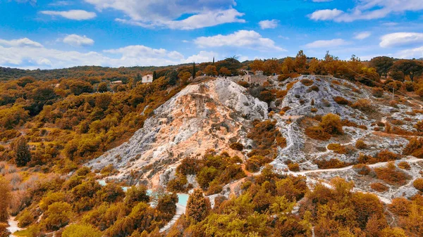 Flygfoto Över Bagno Vignoni Naturliga Pooler Italien — Stockfoto