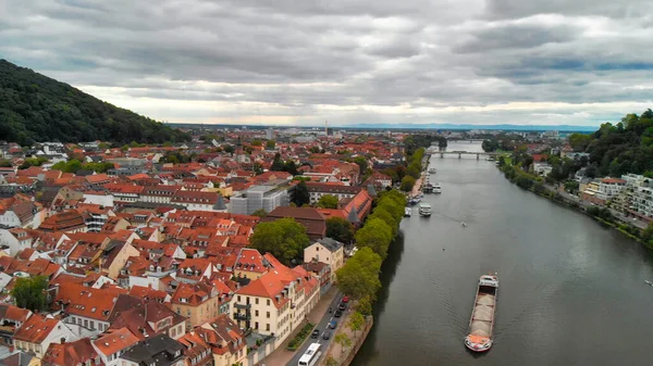 Letecký Pohled Středověké Panorama Heidelbergu Dronu Německo — Stock fotografie