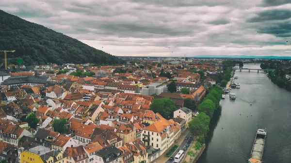 Aerial View Heidelberg Medieval Skyline Drone Germany — Stock Photo, Image