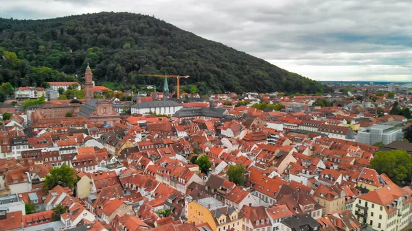 Letecký Pohled Středověké Panorama Heidelbergu Dronu Německo — Stock fotografie