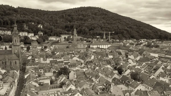 Widok Lotu Ptaka Średniowieczną Panoramę Heidelbergu Dron Niemcy — Zdjęcie stockowe