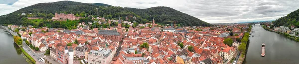 Luchtfoto Van Heidelberg Middeleeuwse Skyline Van Drone Duitsland — Stockfoto
