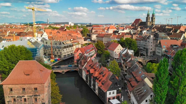 Αεροφωτογραφία Του Μεσαιωνικού Ορίζοντα Της Νυρεμβέργης Από Drone Γερμανία — Φωτογραφία Αρχείου