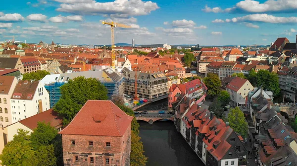 Flygfoto Över Nürnberg Medeltida Skyline Från Drönare Tyskland — Stockfoto