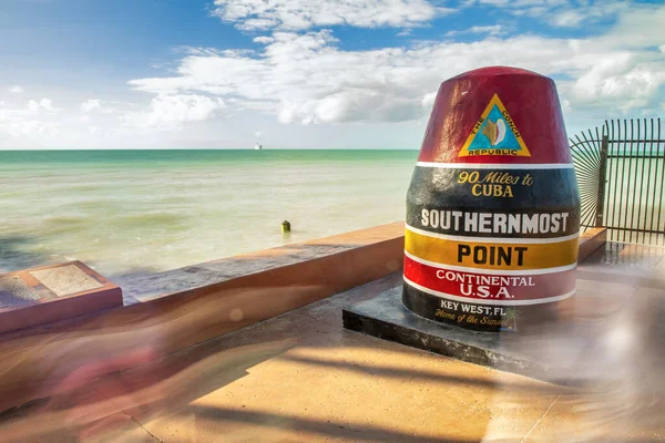 Zuidelijkste Punt Florida Het Key West Florida Boei Bord Markeert — Stockfoto