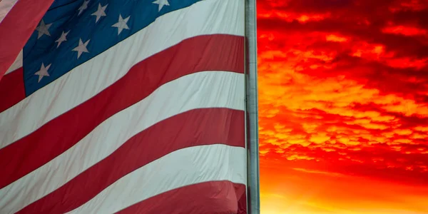 Sunset American Flag — Stock Photo, Image