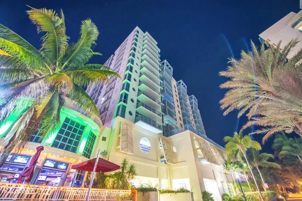 Miami Beach Februar 2016 Lichter Des Ocean Boulevard Mit Restaurants — Stockfoto