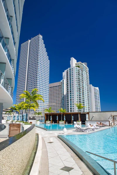 Miami Febrero 2016 Centro Miami Rascacielos Visto Desde Una Hermosa — Foto de Stock