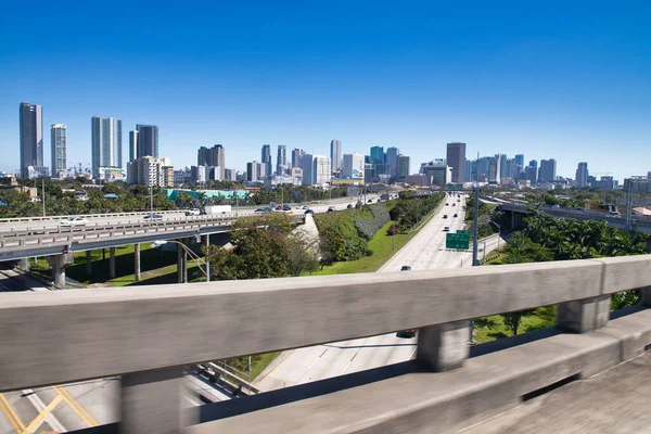 Miami February 2016 Interstate Traffic Downtown Miami — Stock fotografie